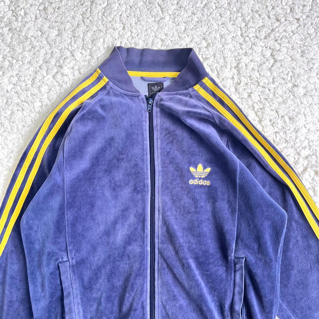 adidas ベロア 万国旗 トラックジャケット ネイビー M ヴィンテージ