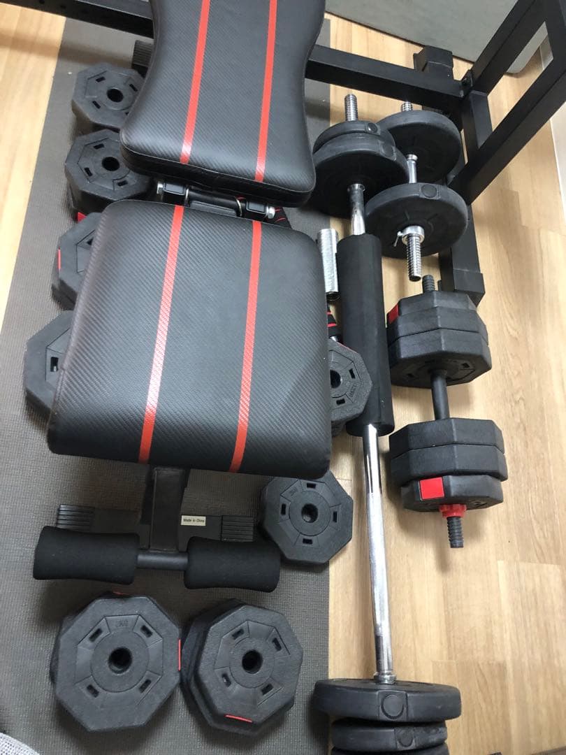 FLYBIRD トレーニングベンチ バーベル付き　ベンチプレス