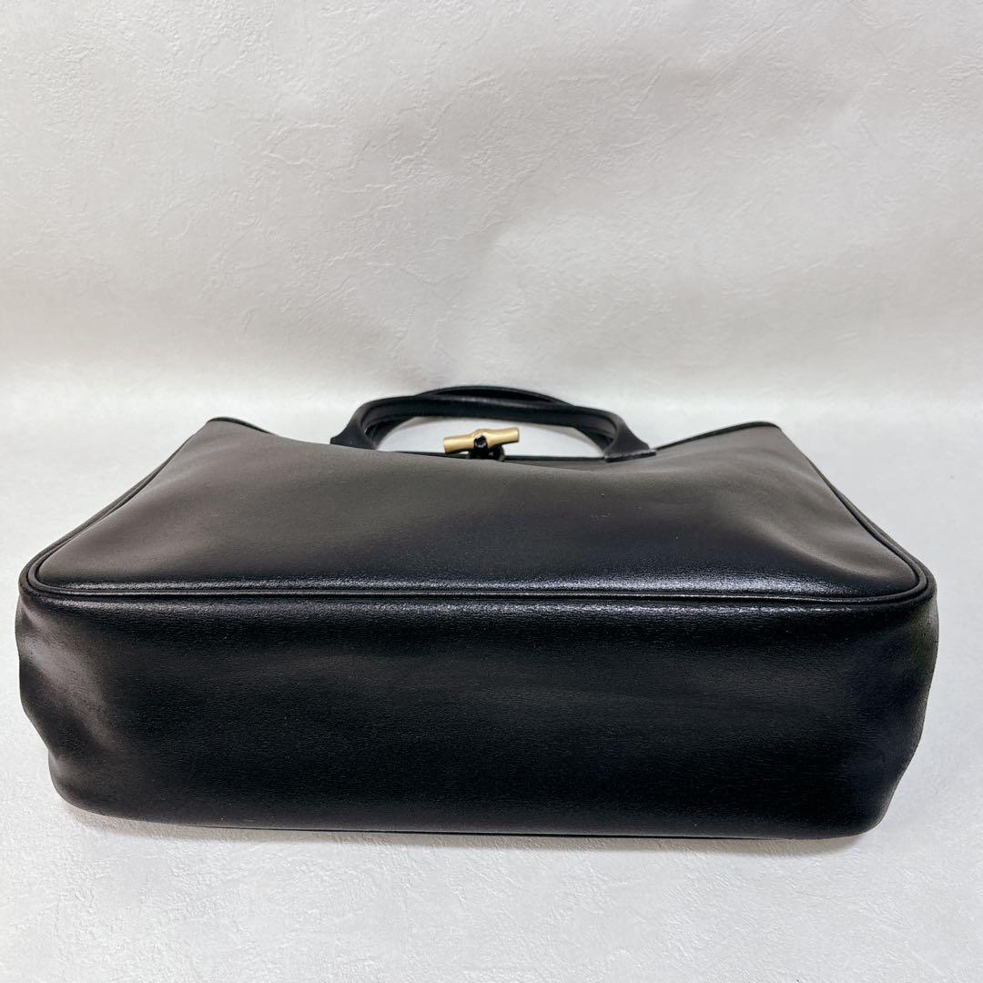 未使用に近い 極美品 LONGCHAMP ロゾ レザー トートバッグ 黒