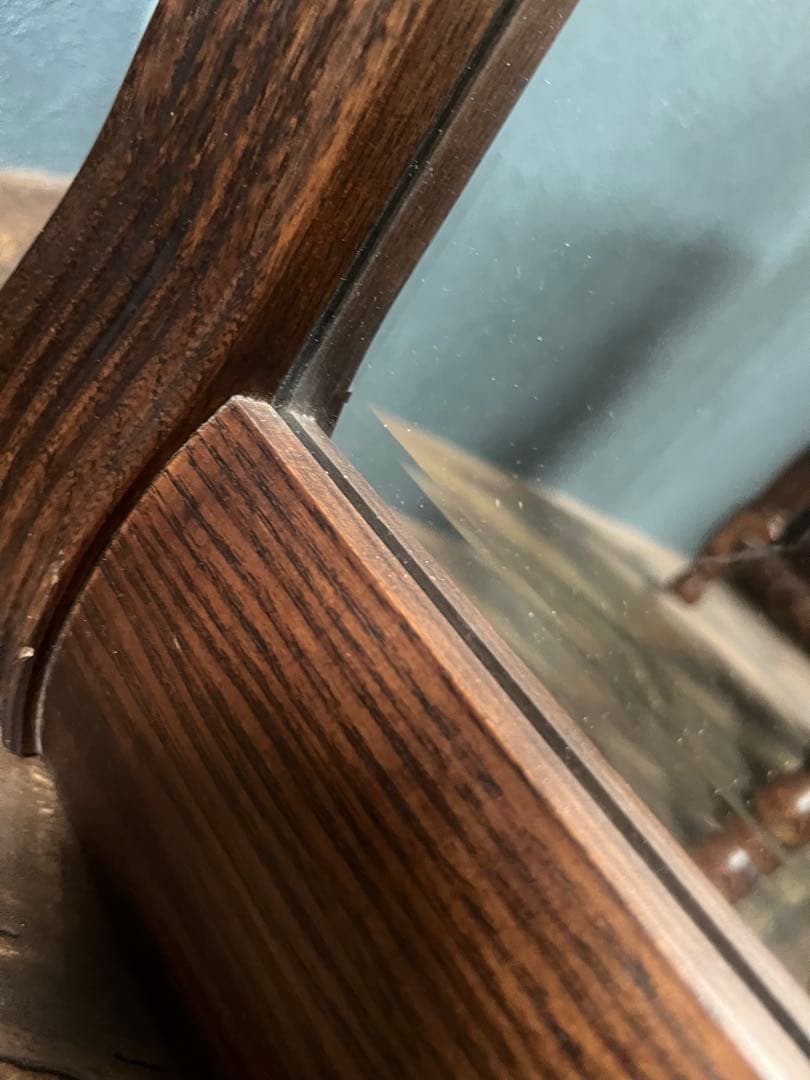 壁掛鏡 ウォールミラー インテリア アンティーク 昭和レトロ 木製 ビンテージ