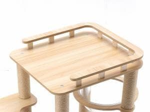 滑り止めマット付 展望台付き キャットタワー 木製 大型猫 高さ約137cm