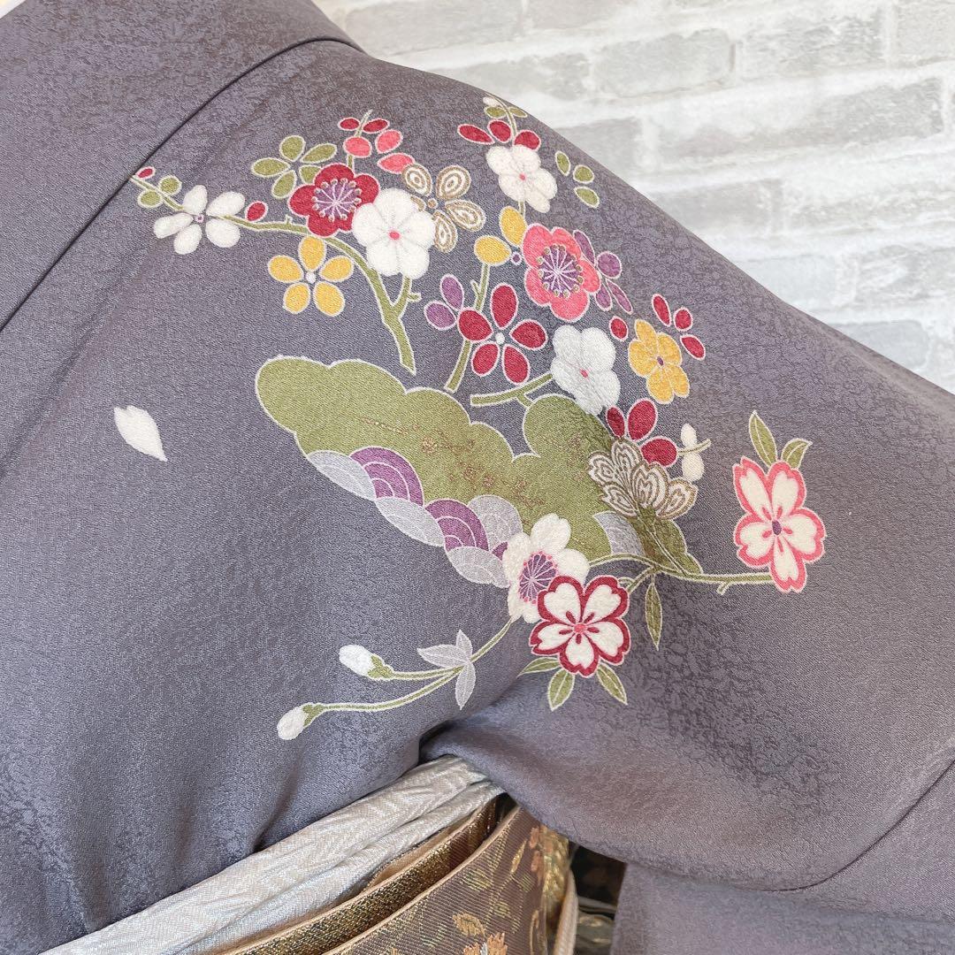 訪問着　フルセット　花ぐるま　流水　鮮やか花々　金彩加工　入学式　Q3