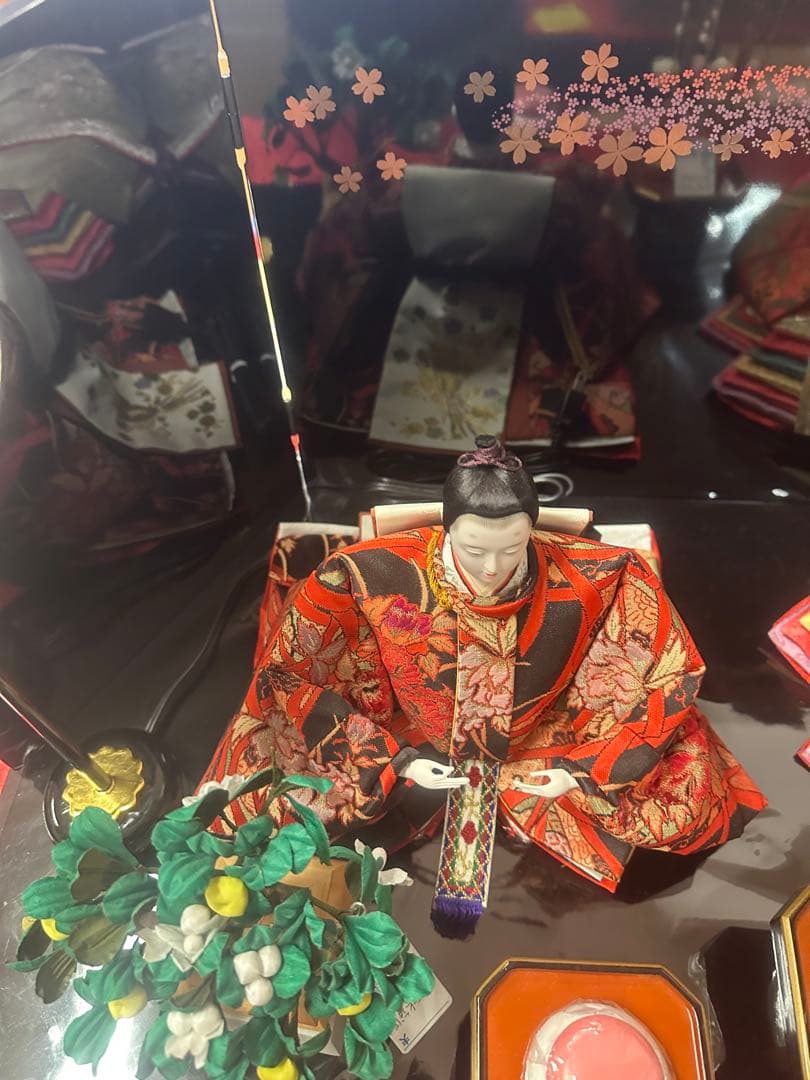 雛人形 親王平飾り 黒塗り屏風 西陣織 新品未使用 展示品