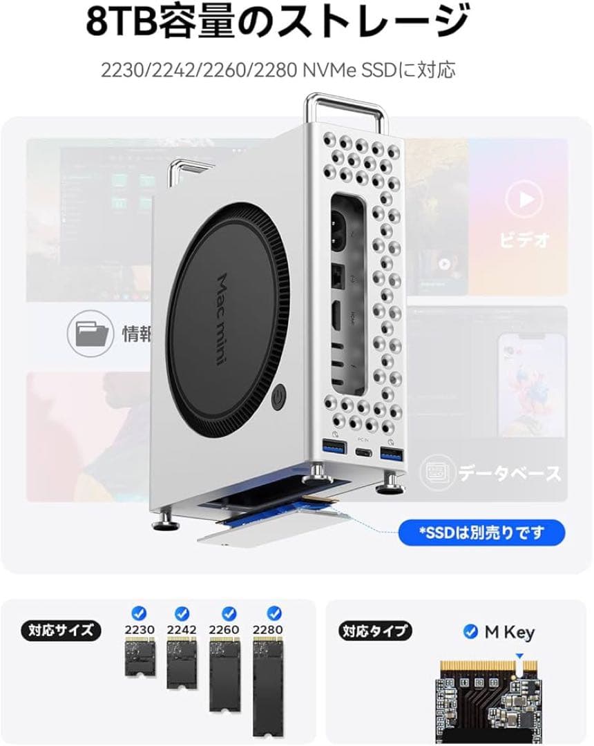 ORICO M4 Mac Mini用ケース 5in1 USB-Cハブ