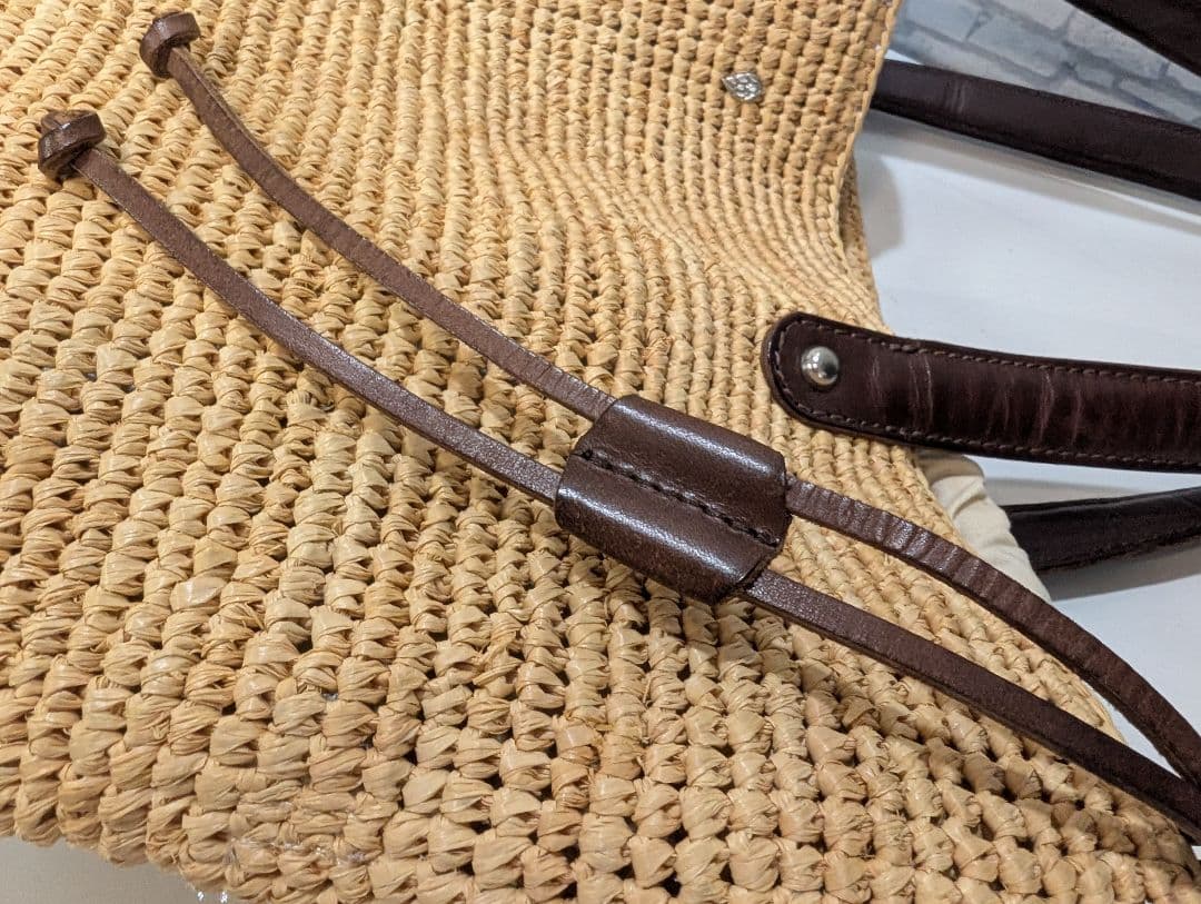 ✨美品✨　かごバッグ　ヘレンカミンスキー　大容量　ラフィア　レザー