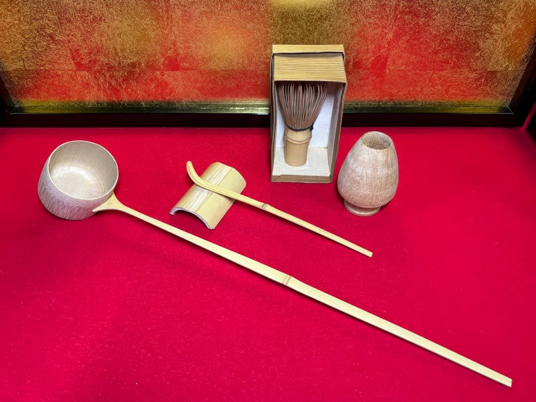 利久好み 黒漆 短冊箱 14点 水差 茶碗 建水 棗 柄杓 香合 五徳 茶道具