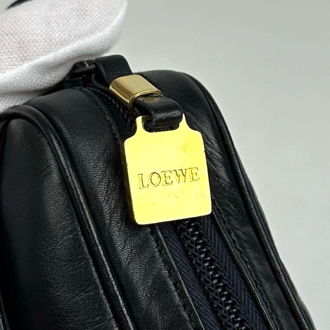 極美品■ロエベ アナグラム ショルダーバッグ クロスボディ ポシェット ブラック