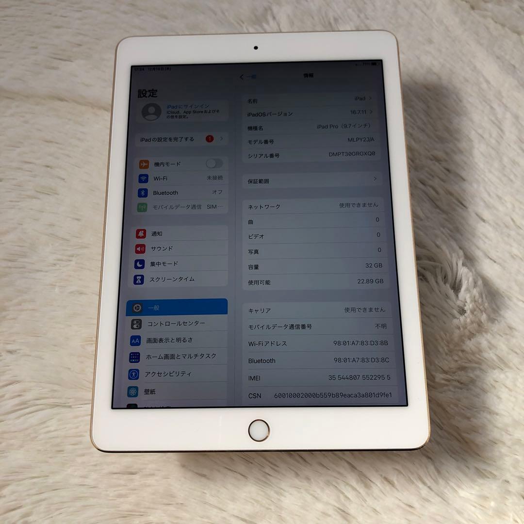 【完動品】iPad Pro 9.7 32GB SIMフリー 【すぐ発送】