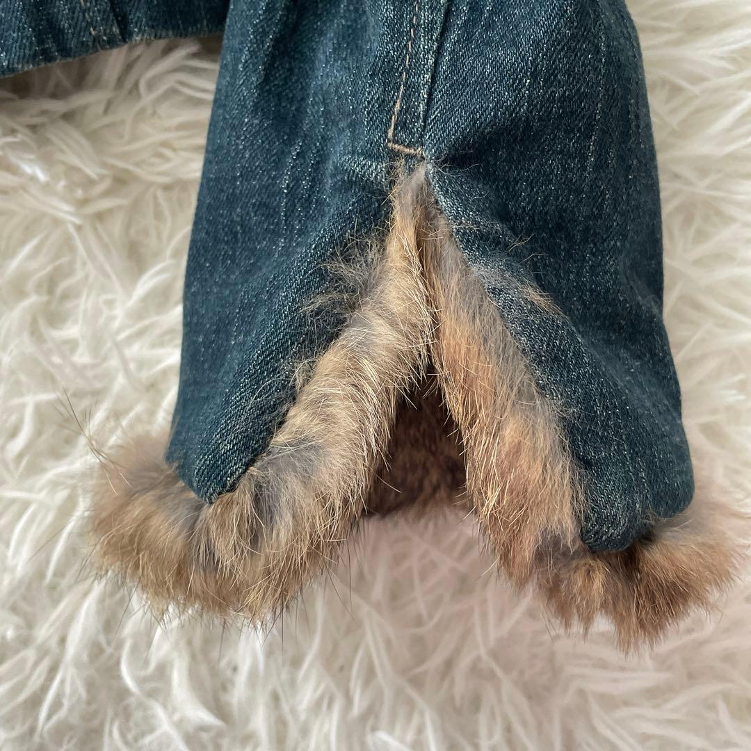 Theory セオリー ラビットファー 長袖 デニム ライダースジャケット M