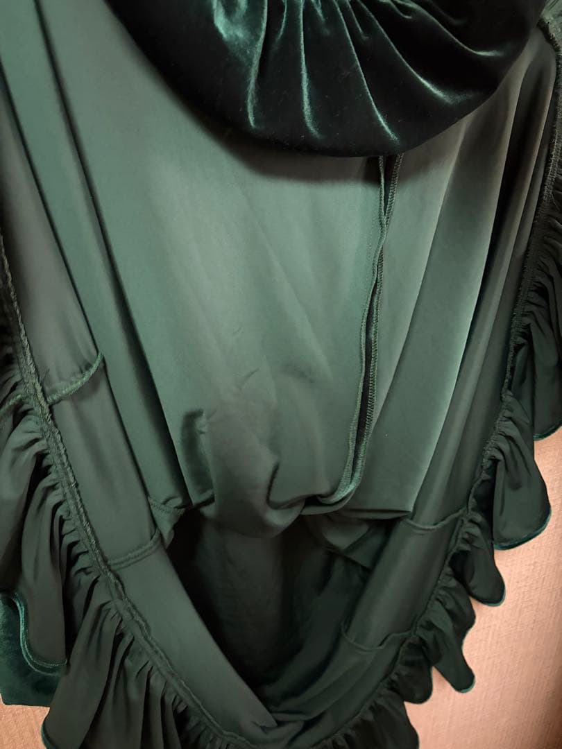 uino!☆ハワイ発ブランドダークグリーンフラダンス用ベロアドレス