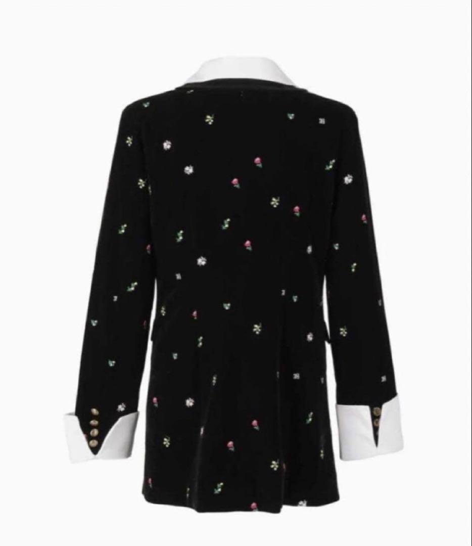 Bibiy ブラック 花柄刺繍 長袖シャツ M