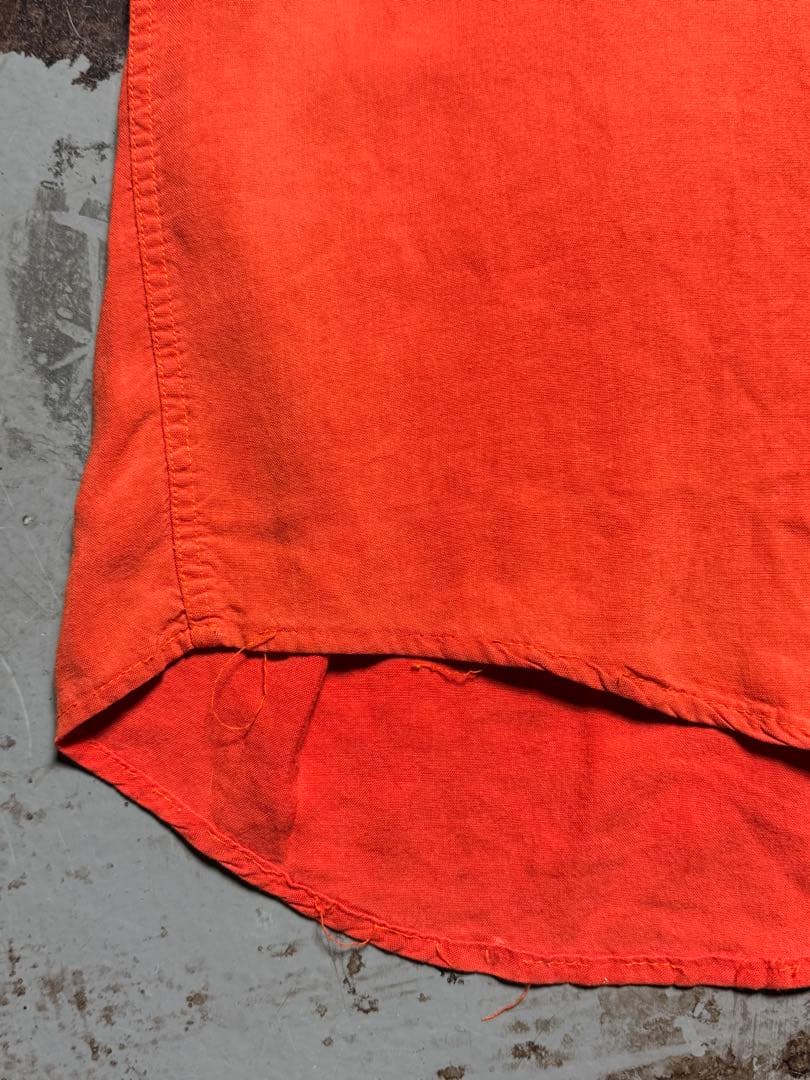 50s ボーリングシャツ レーヨン フロッキープリント フェード 開襟