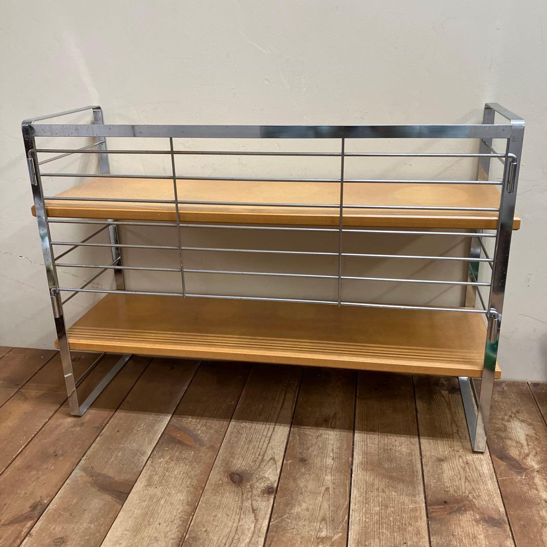 A-2 昭和レトロ ヴィンテージ アイアンラック 2段 シェルフ メタルフレーム