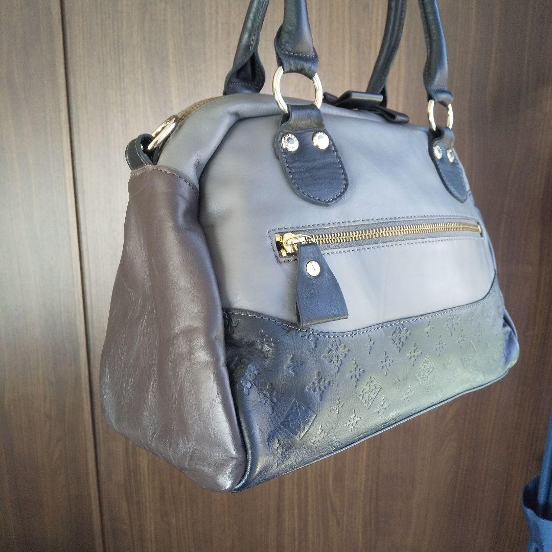 未使用 ラシット軽量レザーショルダーボストン肩掛けバッグ本革2WAY