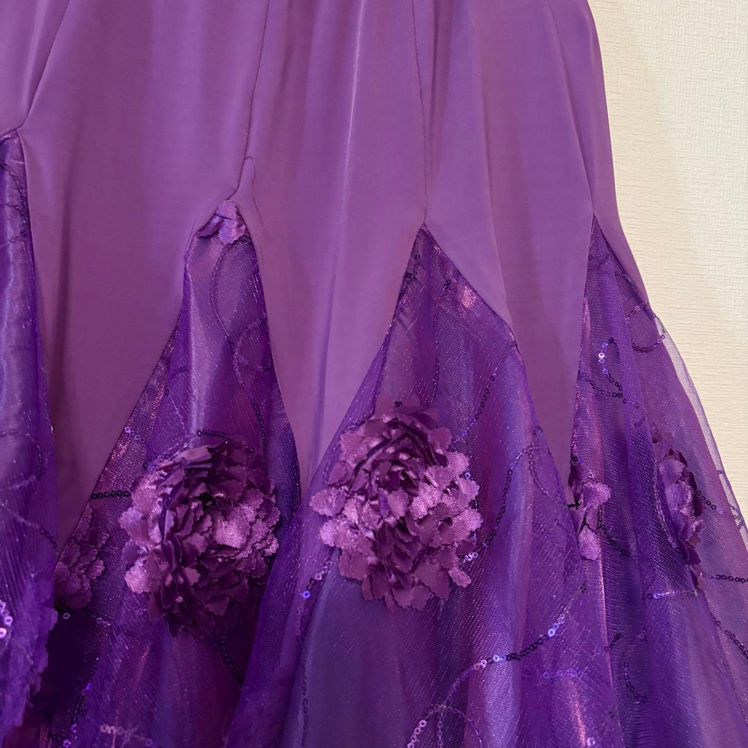 社交ダンス スカート 衣装 紫 パープル ドレス