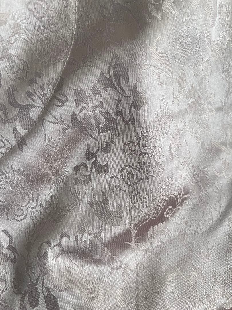 【シルク中綿】薄紫色 サテン 地紋　ダブル敷きベッドマット＋枕カバー2枚セット