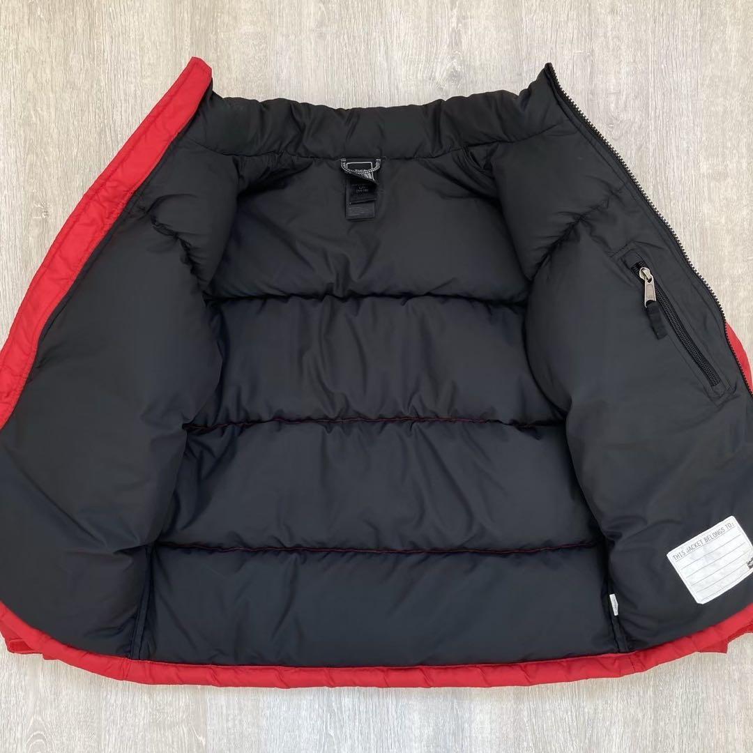 ノースフェイス US規格 600FIL ダウンジャケット レッド×ブラック150