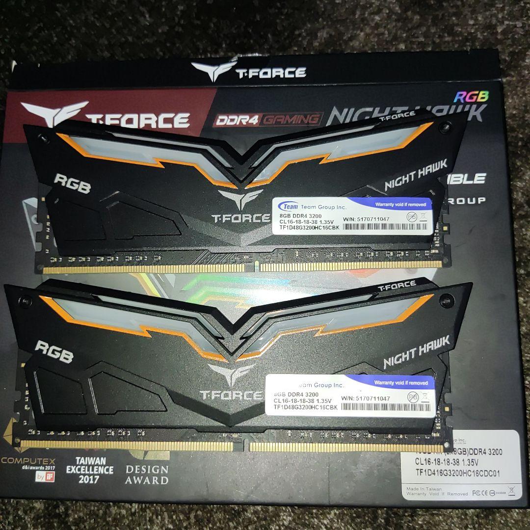 NIGHT HAWK RGBメモリ8GBx2枚 DDR4 3200MHz