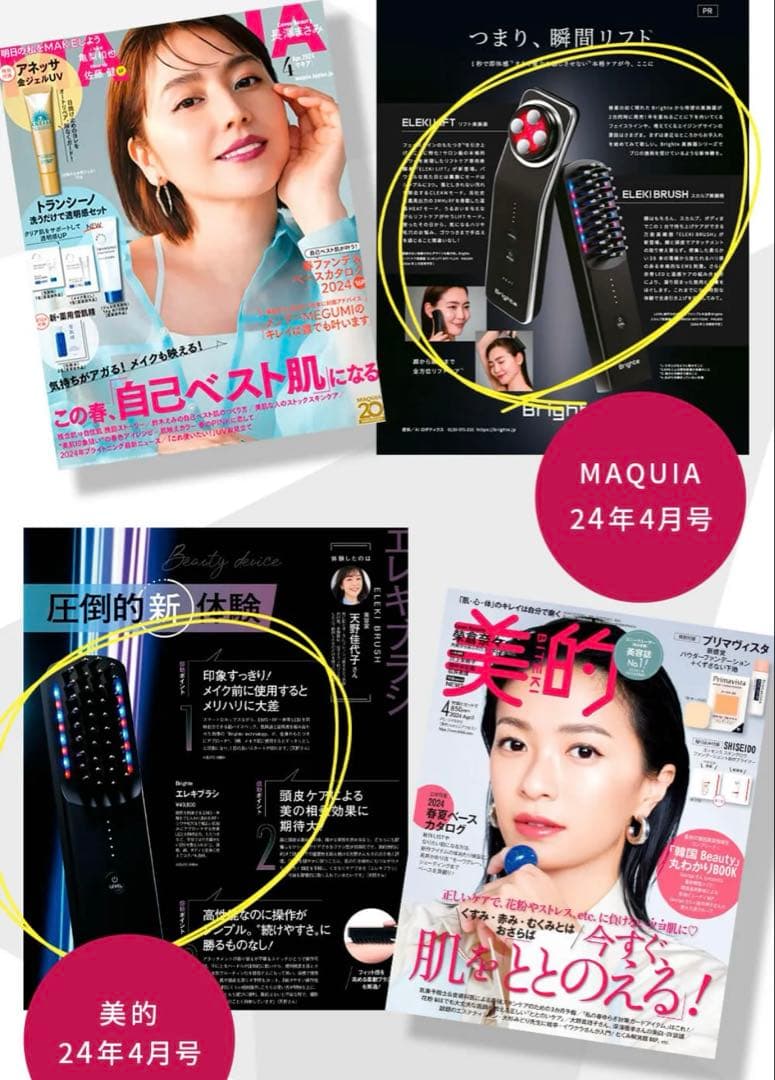 極美品 Brighte エレキブラシ 美顔器 電気ブラシ ボディケア 頭皮ケア