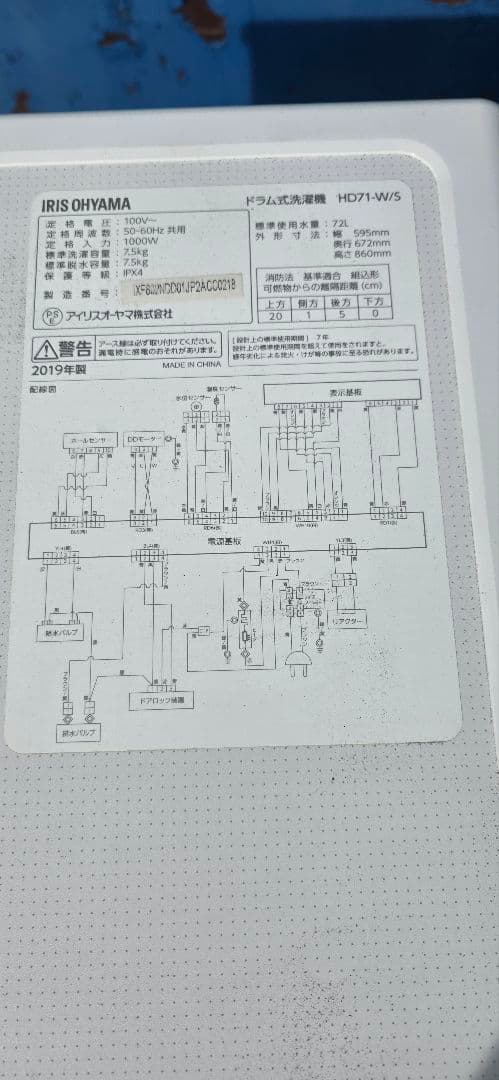 E*〇様 比較的美品　アイリスオーヤマ　ドラム式洗濯機　HD71