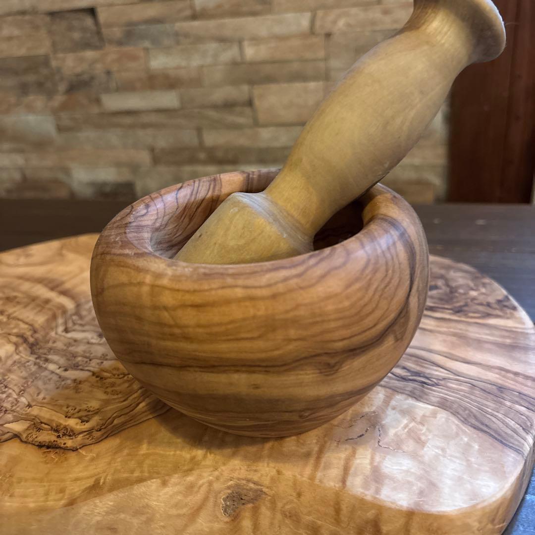 オリーブの木　まな板LL+乳鉢L