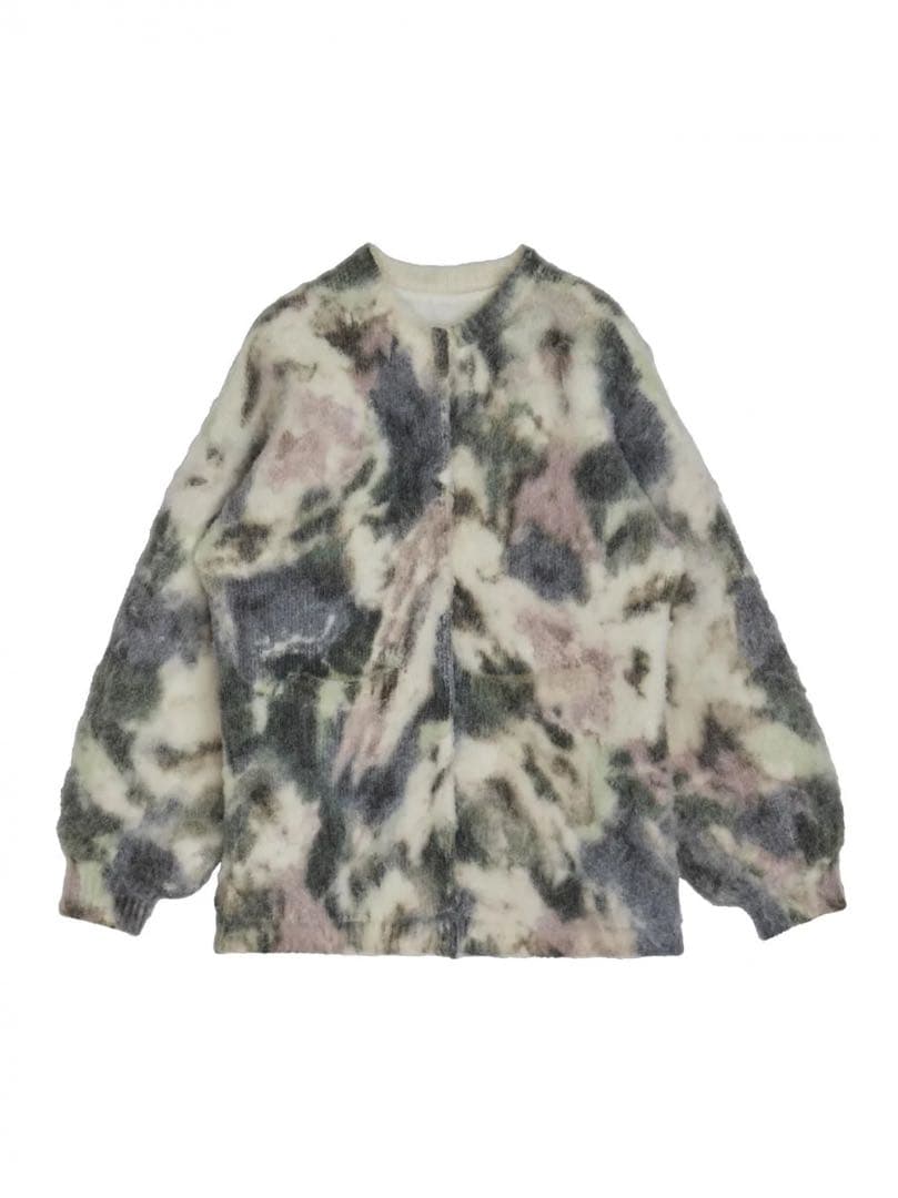 トップス AMERI TEXTURE ART FLOWER KNIT CARDIGAN