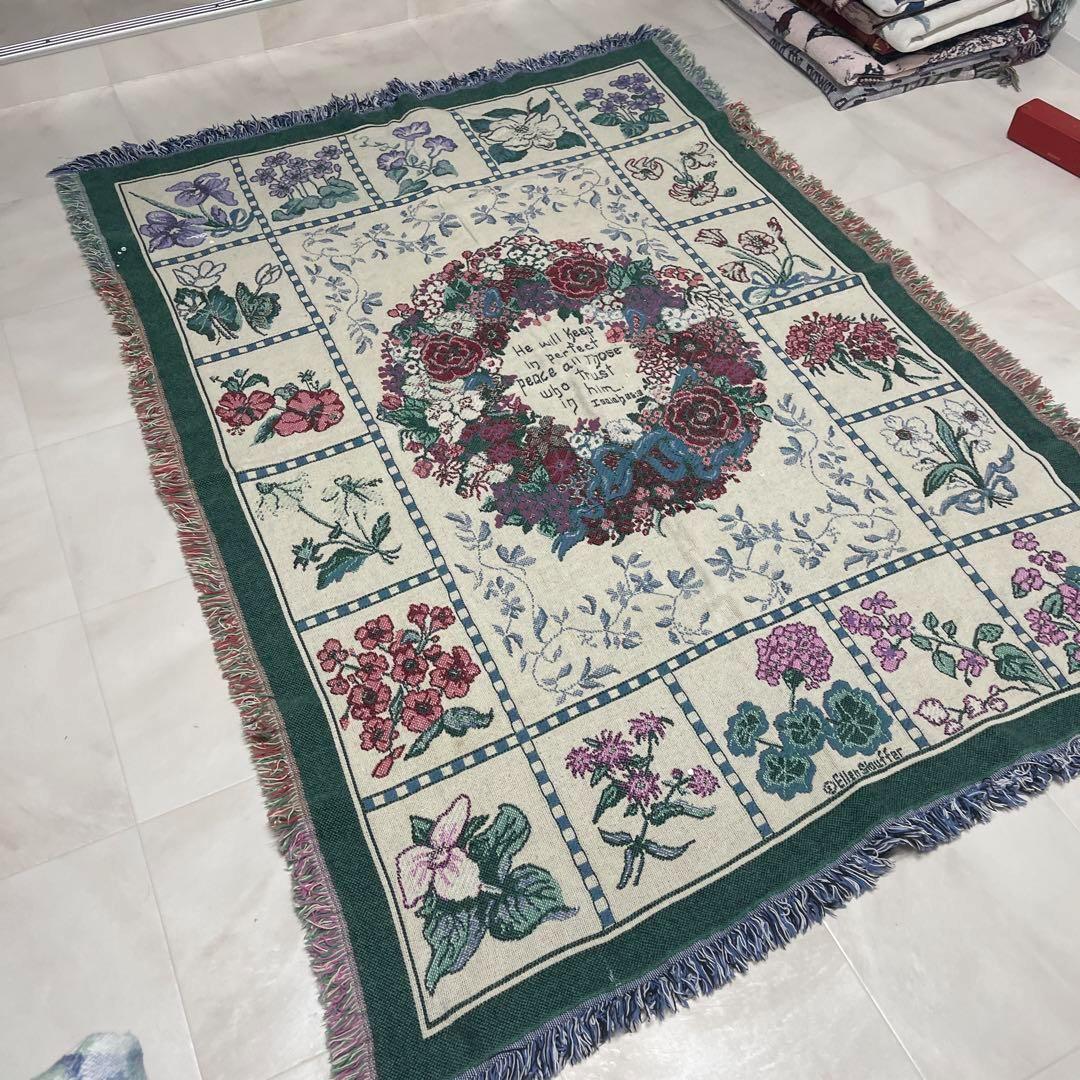 花　マルチカバー　ソファーカバー　ヴィンテージラグ　168x120