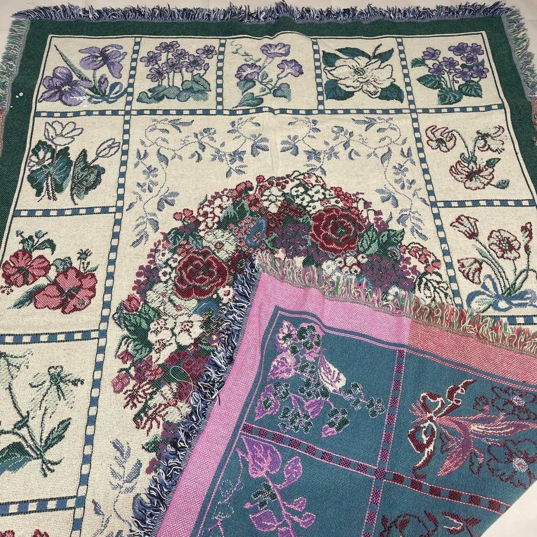 花　マルチカバー　ソファーカバー　ヴィンテージラグ　168x120