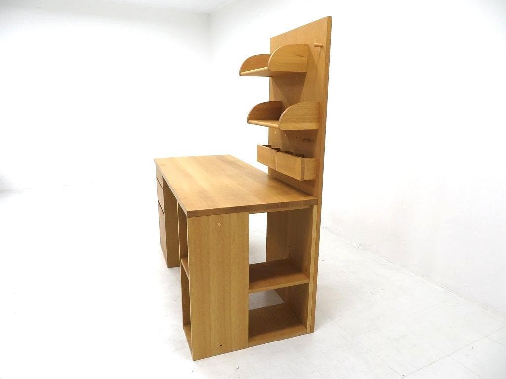 展示品　飛騨産業　キツツキ　オーク材　無垢材　デスク　書斎机　勉強机　収納付き