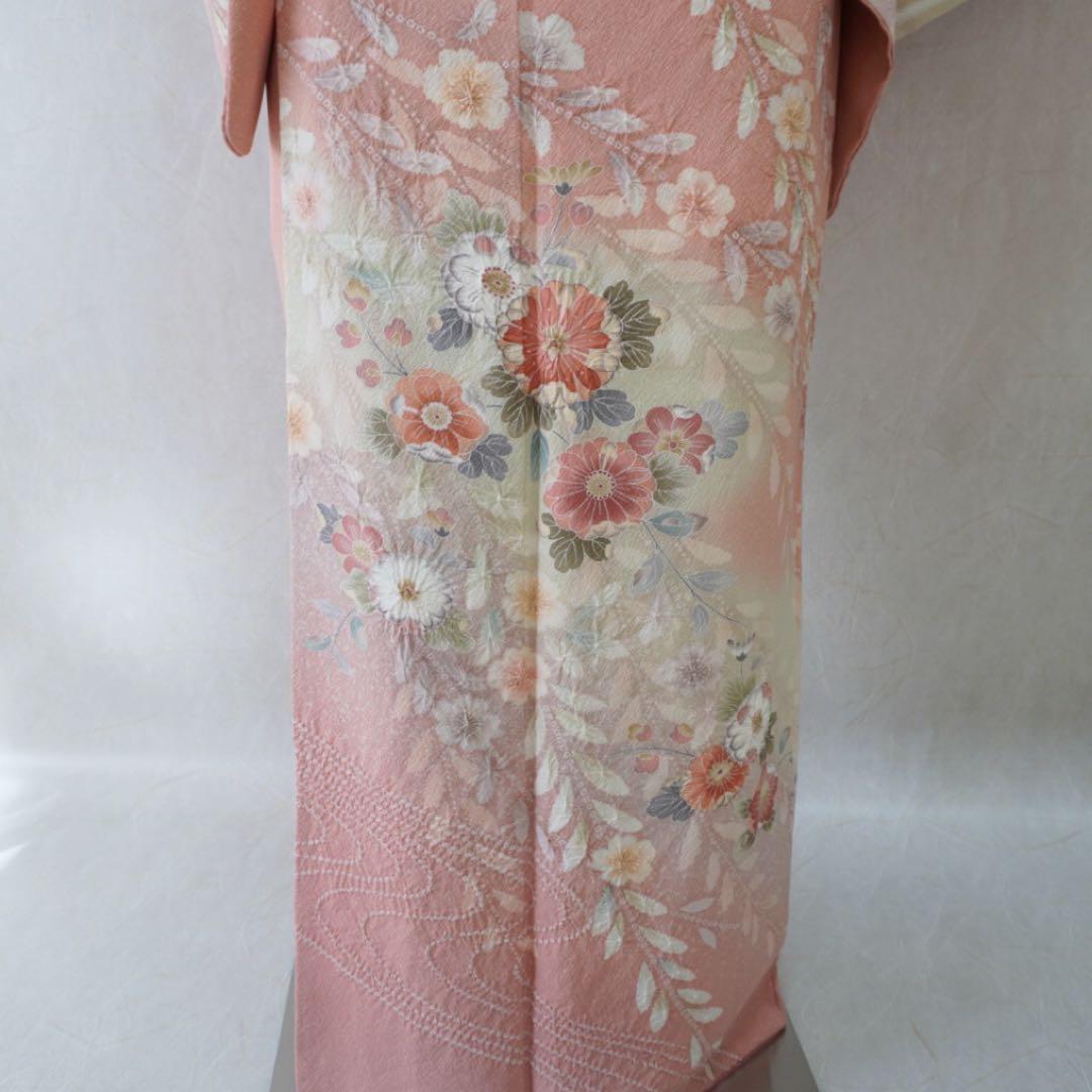 訪問着フルセット　正絹　卒業式　入学式　お宮参り【訪問着、袋帯、帯締め、帯揚げ】