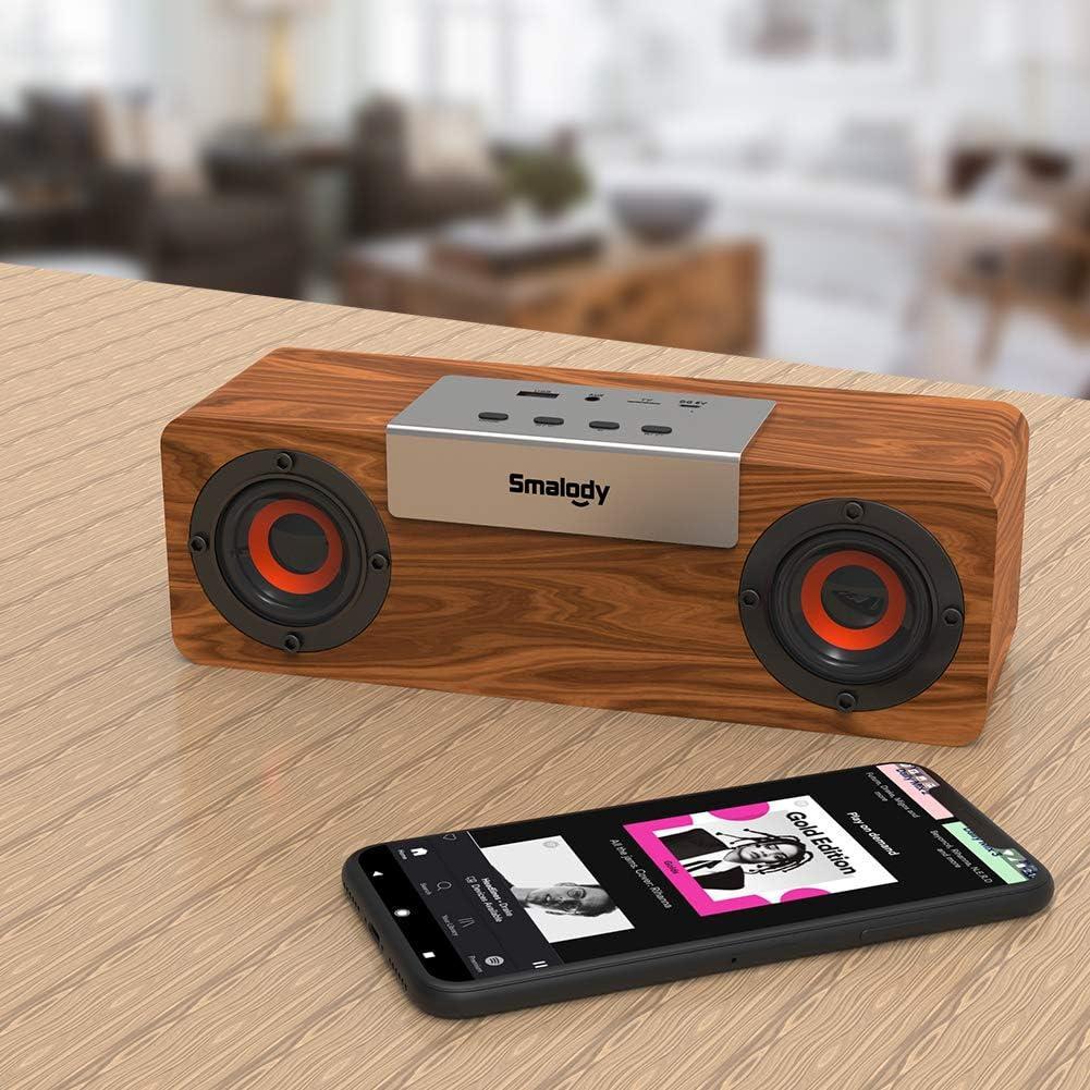 10W木製ワイヤレススピーカー・持ち運びに便利デュアルドライバーステレオサウンド