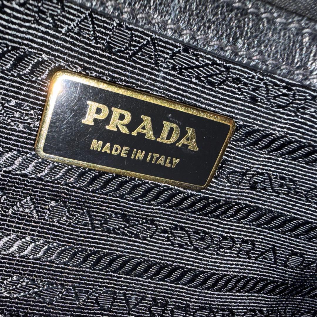 S58　美品PRADA プラダ ギャザー ハンドバッグ 2WAYショルダー