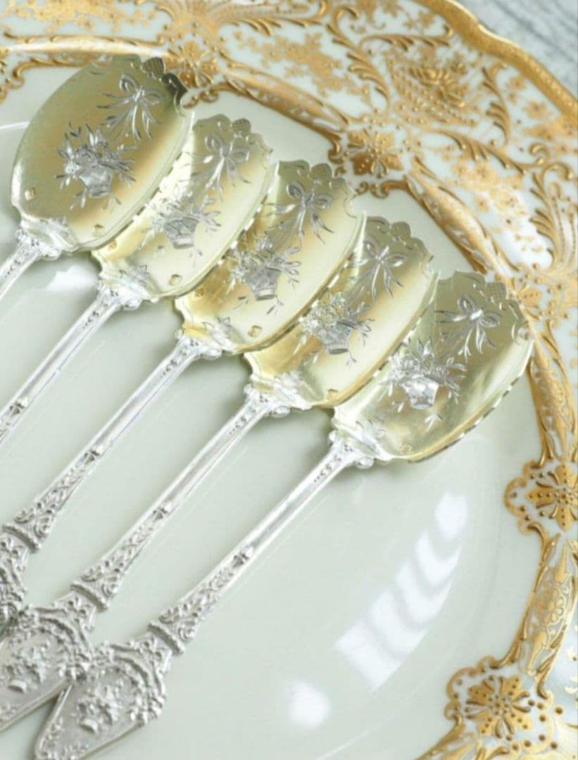 純銀 ③ ソリッドシルバー アイスクリームスプーン スターリングシルバー