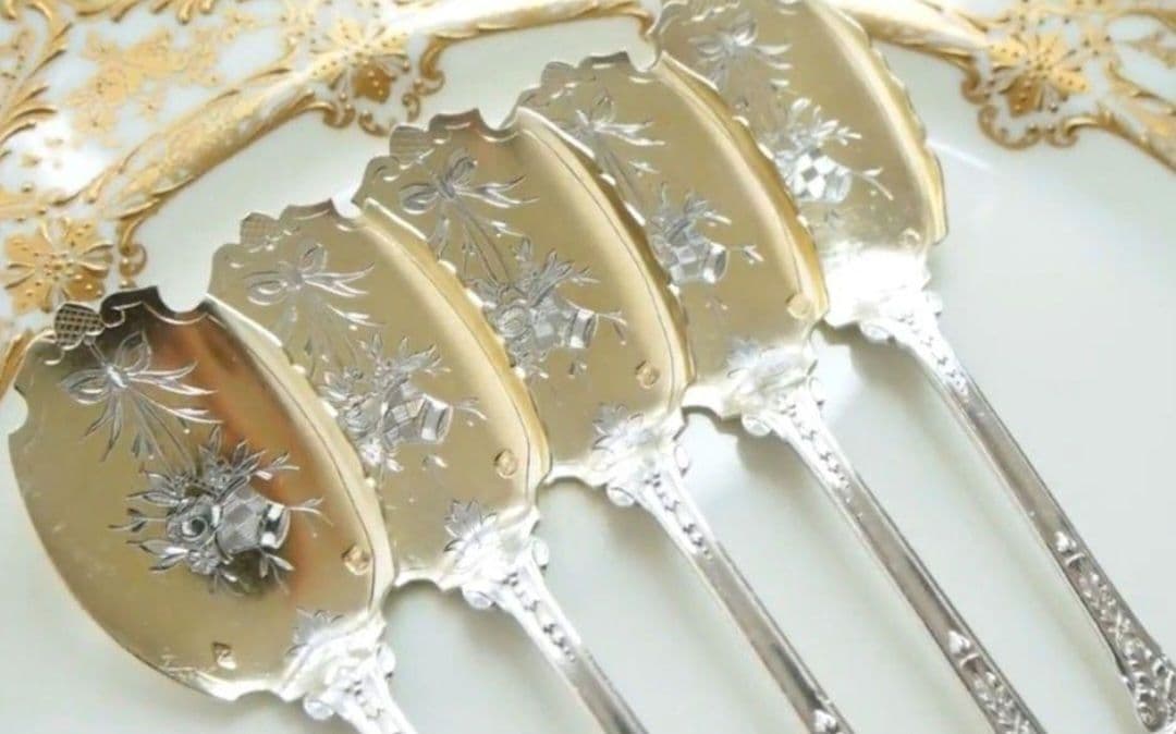 純銀 ③ ソリッドシルバー アイスクリームスプーン スターリングシルバー