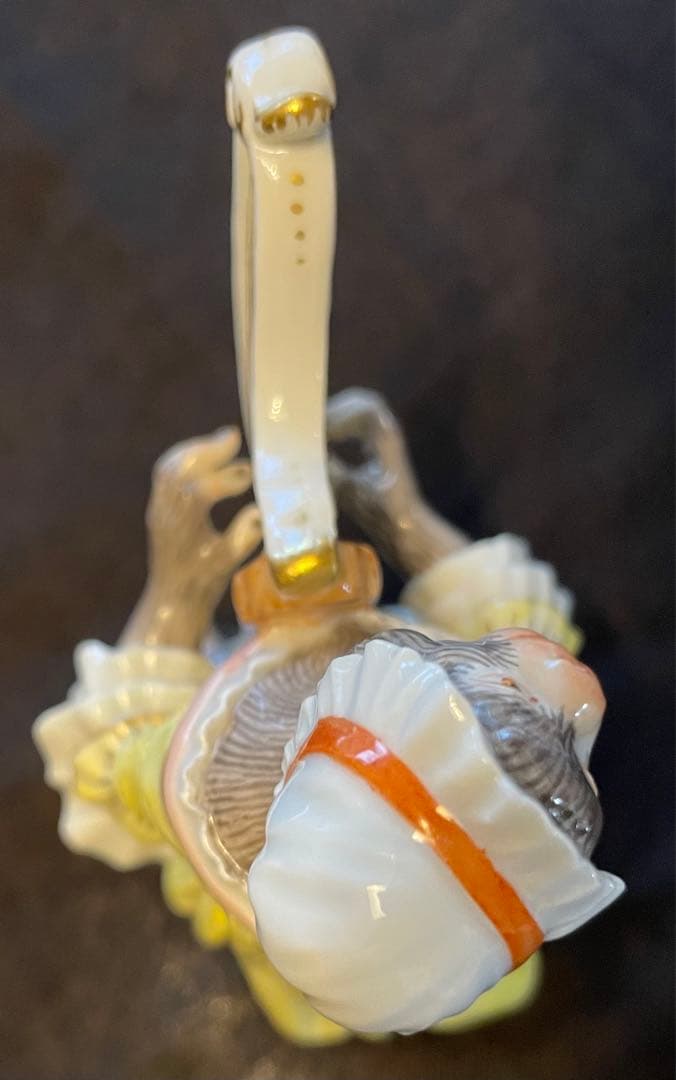 【美品】マイセン 猿の楽団 ハープ イエロー/ピンクドレスフィギュリン 1級品