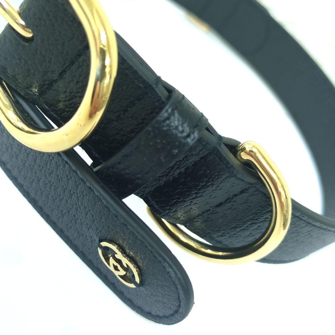 グッチ GUCCI インターロッキングG ラージ 犬用　首輪　レザー　ブラック