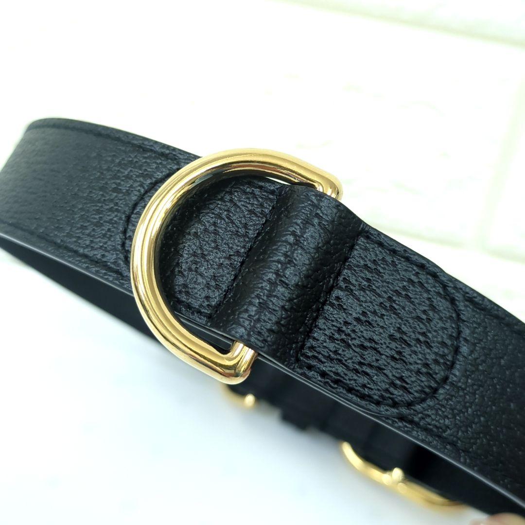 グッチ GUCCI インターロッキングG ラージ 犬用　首輪　レザー　ブラック