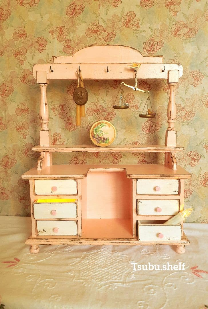 アンティーク・ヴィンテージ調　シャビー　ドロワー　シェルフ　置き型