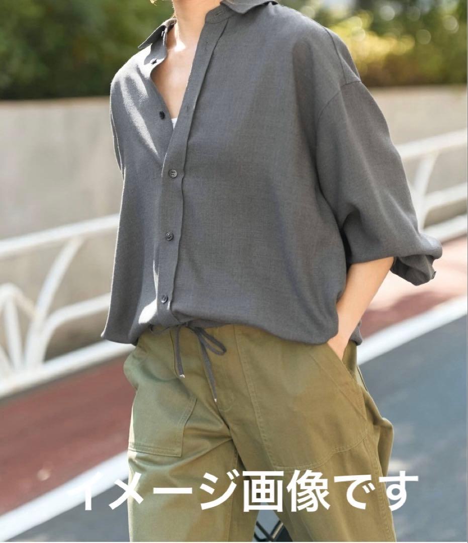 新品:完売品 スピックアンドスパン　ウールライクヘムギャザーシャツ　ブラウン