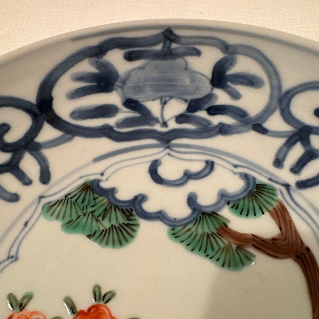 堀畑蘭 6寸深皿 松と白犬