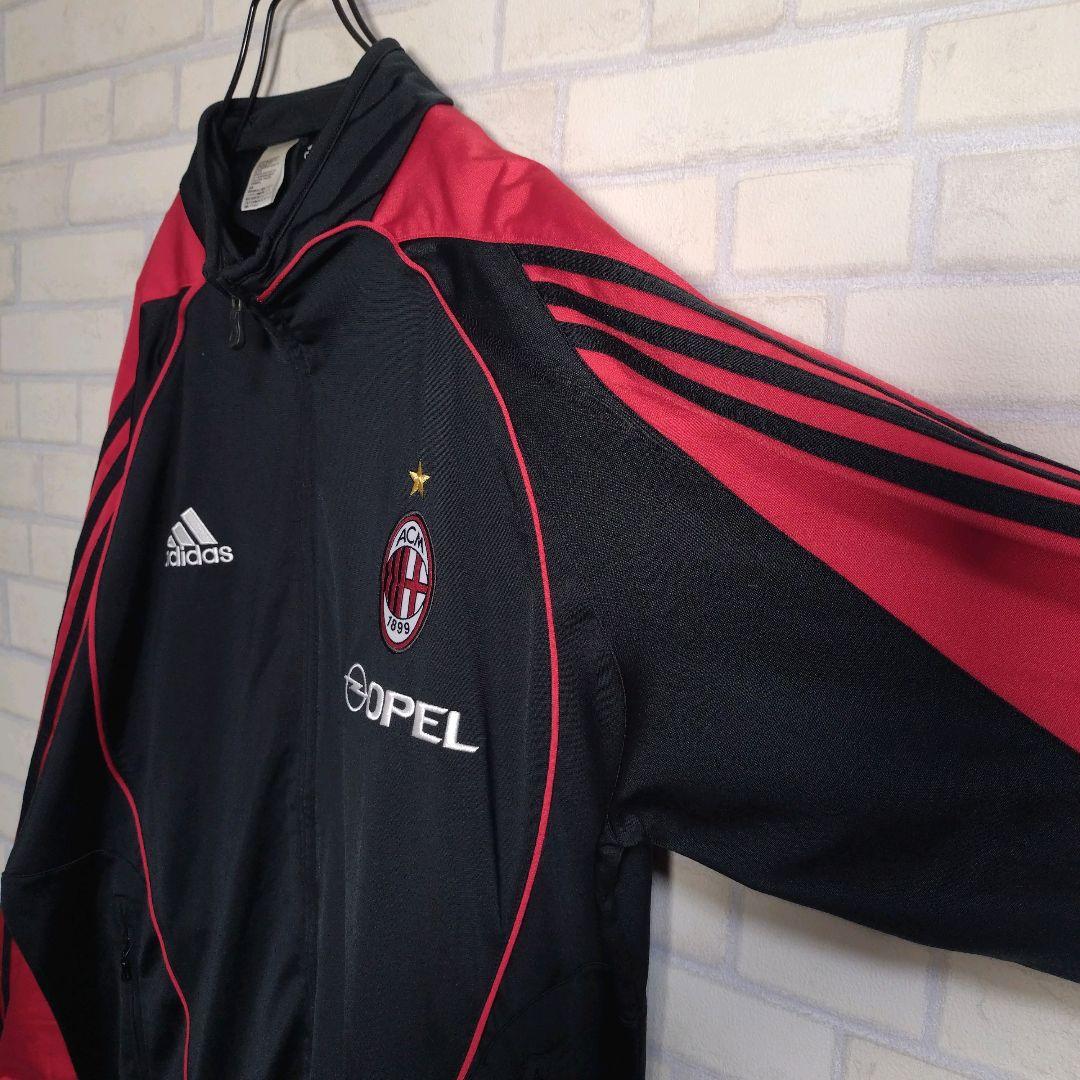 アディダス★00s ACミラン 刺繍ロゴ セットアップ 上下 黒 2XL 訳あり