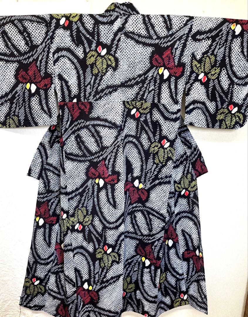 有松鳴海絞り　浴衣　あやめ　159cm　（208）