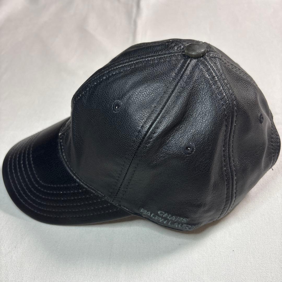 美品 希少品 CHAPS Ralph Lauren オールレザー キャップ 羊革