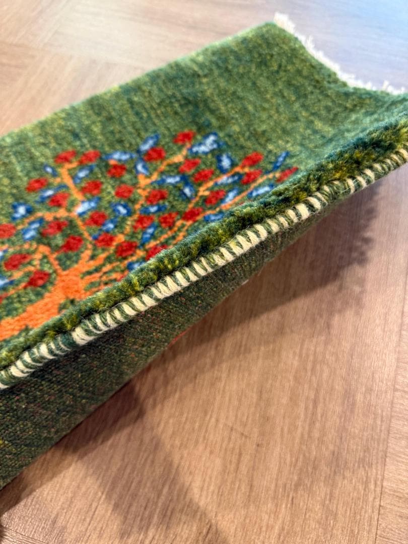 ギャッベ ペルシャ絨毯 61x44cmcm ギャベ 玄関 カシュクリ手織りラグ