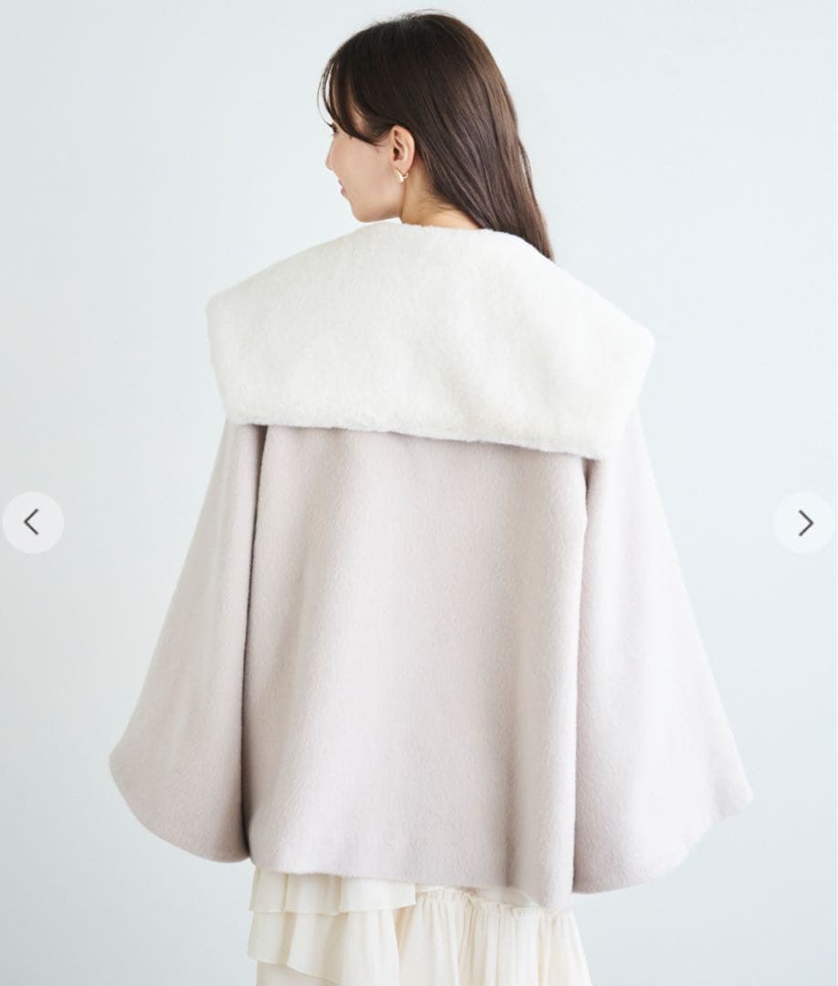 き*る様 新品　LILLIAN CARAT フェイクファービッグカラーケープコー