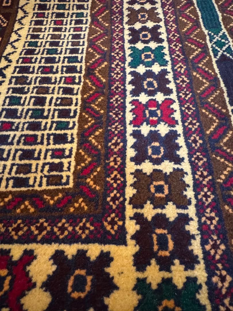 手織りダブルノット バルーチ族織トライバル絨毯　アフガンウール163×85cm