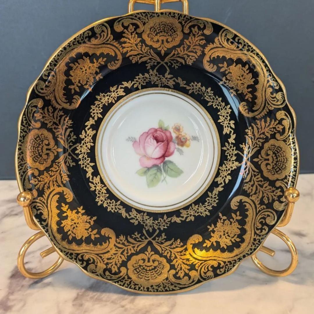 PARAGON ピンクローズ 金彩 ブラック コバルト カップ＆ソーサー セット