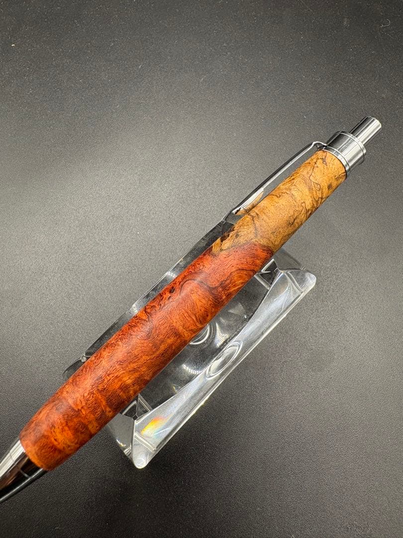 517本花梨　紅白　瘤杢　木軸シャーペン　ボールペン