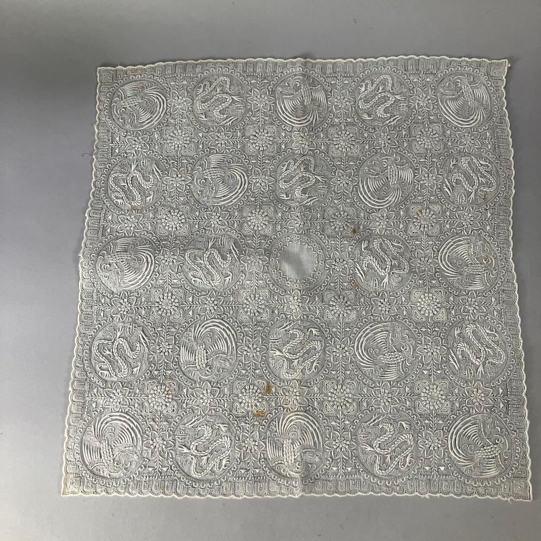 ◆ スワトウ刺繍？ ハンカチ ◆龍・鳳凰◆汕頭◆中国 アンティーク