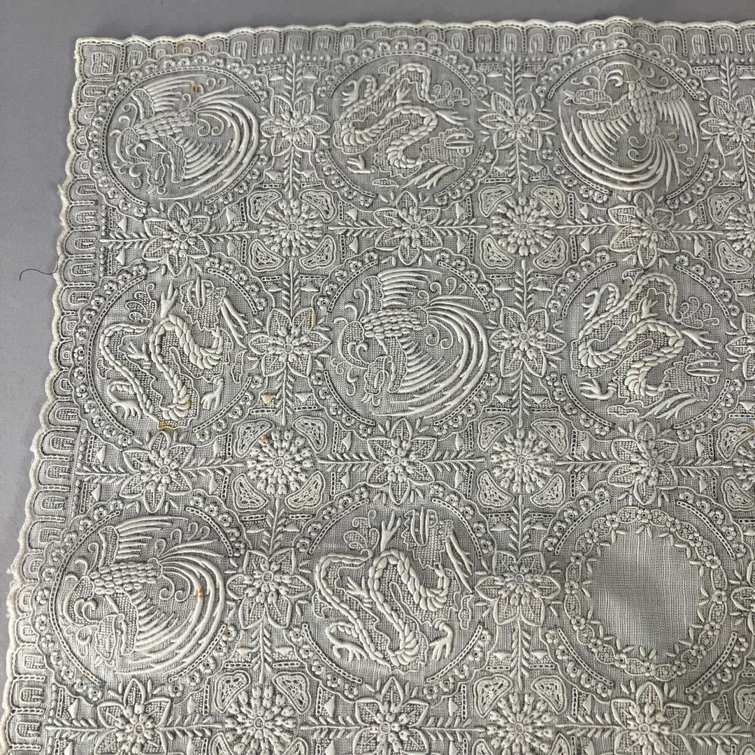 ◆ スワトウ刺繍？ ハンカチ ◆龍・鳳凰◆汕頭◆中国 アンティーク